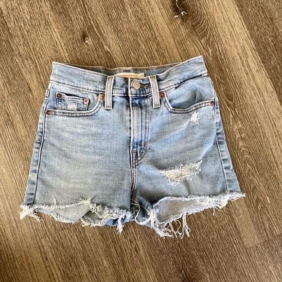 Levi's Blue Jean Shorts High-Waisted Distressed - Picture 1 of 5